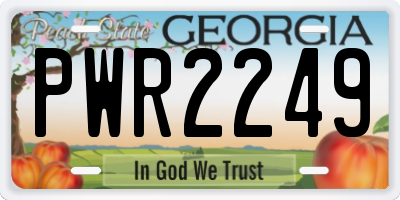 GA license plate PWR2249