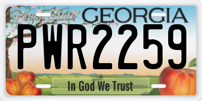 GA license plate PWR2259