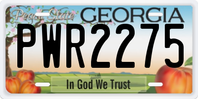 GA license plate PWR2275
