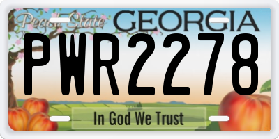 GA license plate PWR2278