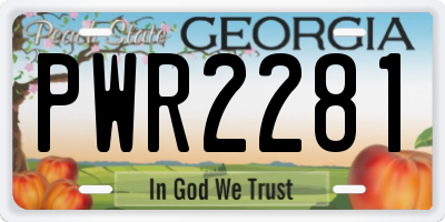 GA license plate PWR2281
