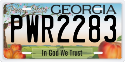 GA license plate PWR2283