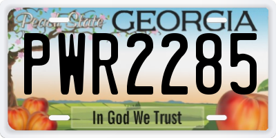 GA license plate PWR2285