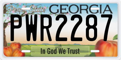 GA license plate PWR2287