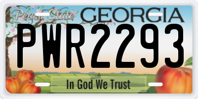 GA license plate PWR2293