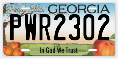 GA license plate PWR2302