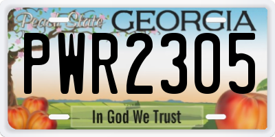GA license plate PWR2305