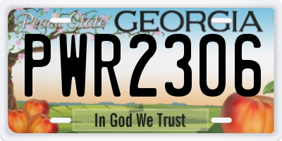 GA license plate PWR2306