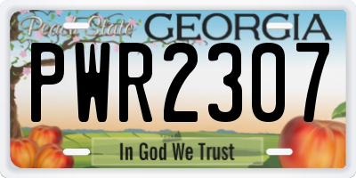 GA license plate PWR2307