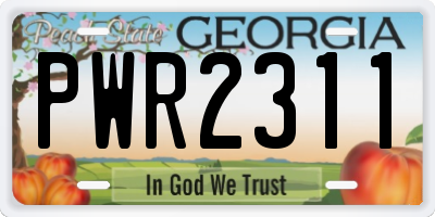 GA license plate PWR2311
