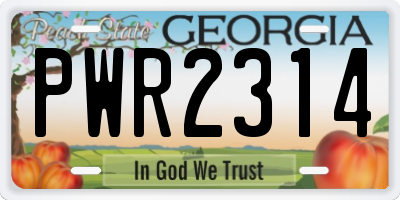 GA license plate PWR2314