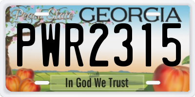 GA license plate PWR2315