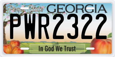 GA license plate PWR2322