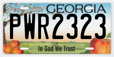 GA license plate PWR2323