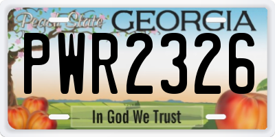 GA license plate PWR2326