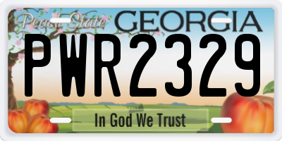 GA license plate PWR2329