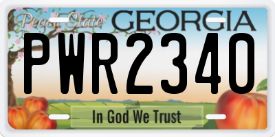 GA license plate PWR2340