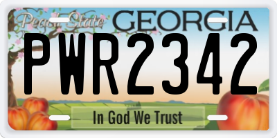 GA license plate PWR2342