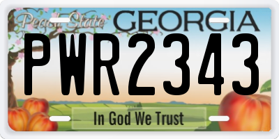 GA license plate PWR2343