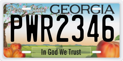 GA license plate PWR2346