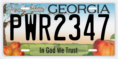 GA license plate PWR2347
