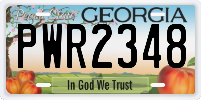 GA license plate PWR2348