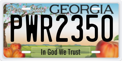 GA license plate PWR2350