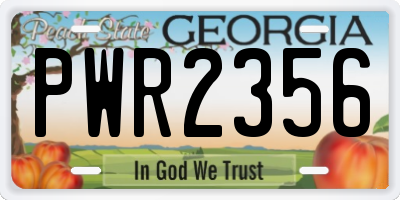 GA license plate PWR2356