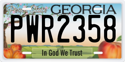 GA license plate PWR2358