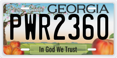 GA license plate PWR2360