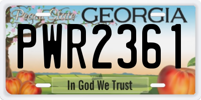 GA license plate PWR2361