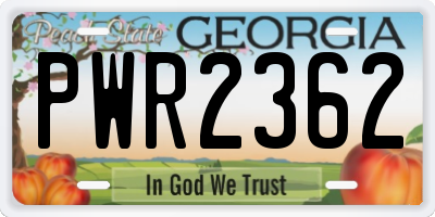 GA license plate PWR2362
