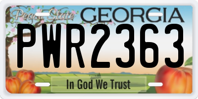 GA license plate PWR2363