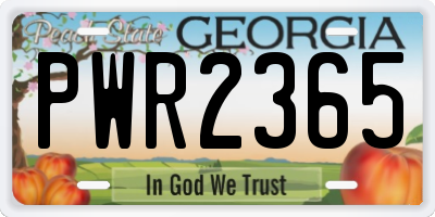 GA license plate PWR2365