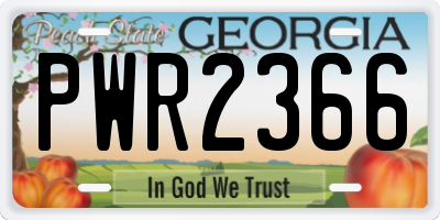 GA license plate PWR2366