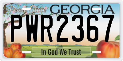 GA license plate PWR2367