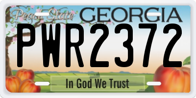 GA license plate PWR2372