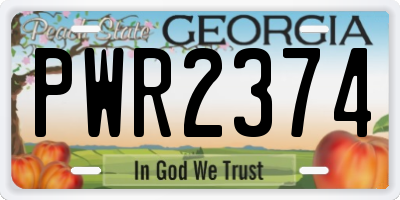 GA license plate PWR2374