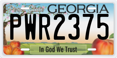 GA license plate PWR2375