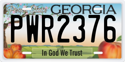 GA license plate PWR2376