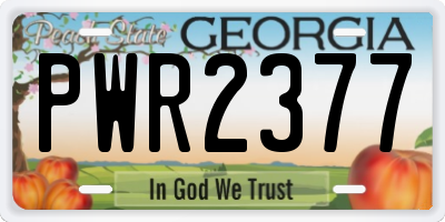GA license plate PWR2377