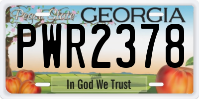 GA license plate PWR2378