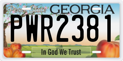 GA license plate PWR2381
