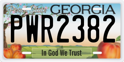 GA license plate PWR2382