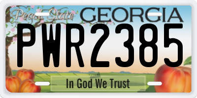 GA license plate PWR2385