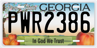 GA license plate PWR2386