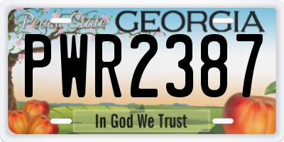 GA license plate PWR2387