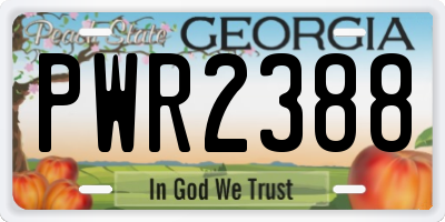 GA license plate PWR2388