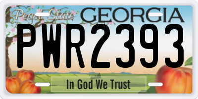 GA license plate PWR2393