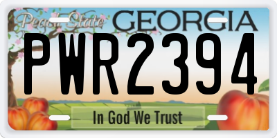 GA license plate PWR2394